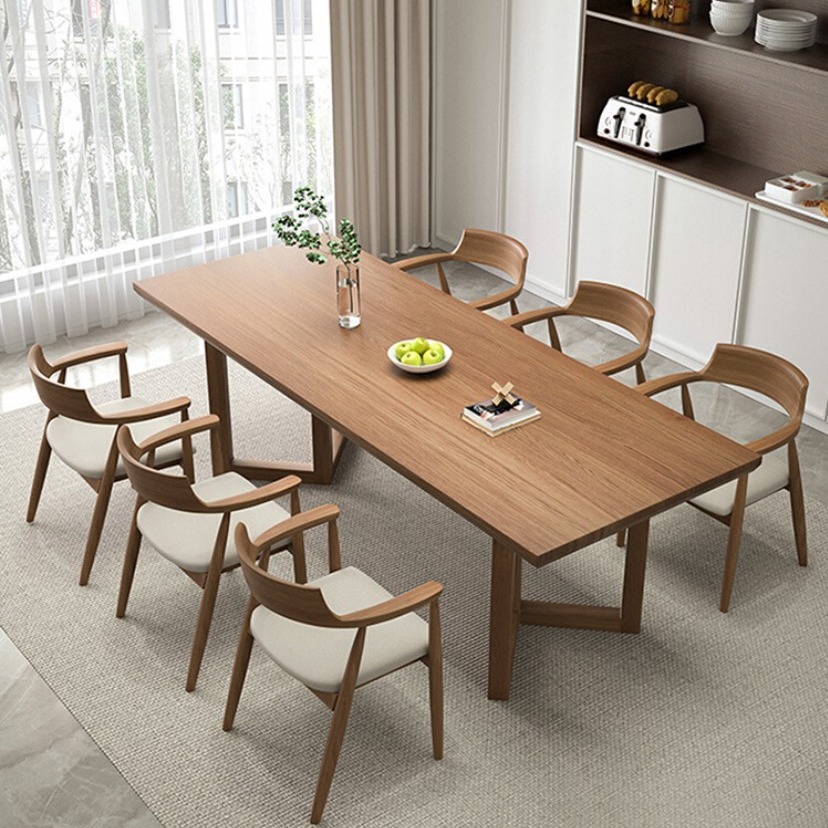 现代简约家用餐桌实木小户型餐厅饭桌长方形吃饭大板桌子洽谈桌椅