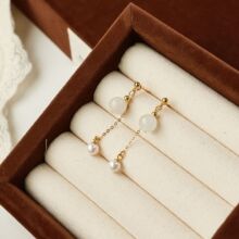 925银耳饰新中式长款流苏链条耳钉女旗袍气质珍珠耳环ins风流苏