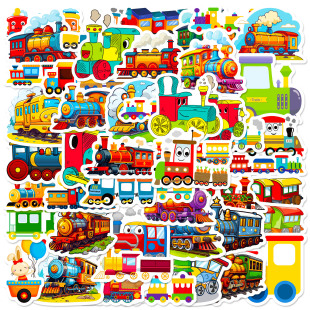 50 cartoon small train children's stickers cross-border Amazon kindergarten car notebook decoration reward stickers