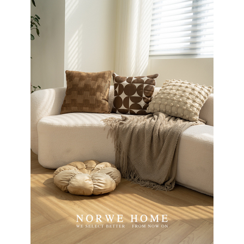 French Style Pillow High-grade Pillow Modern Simple Living Room Sofa Cushion brown Homestay Model Room Soft Dress