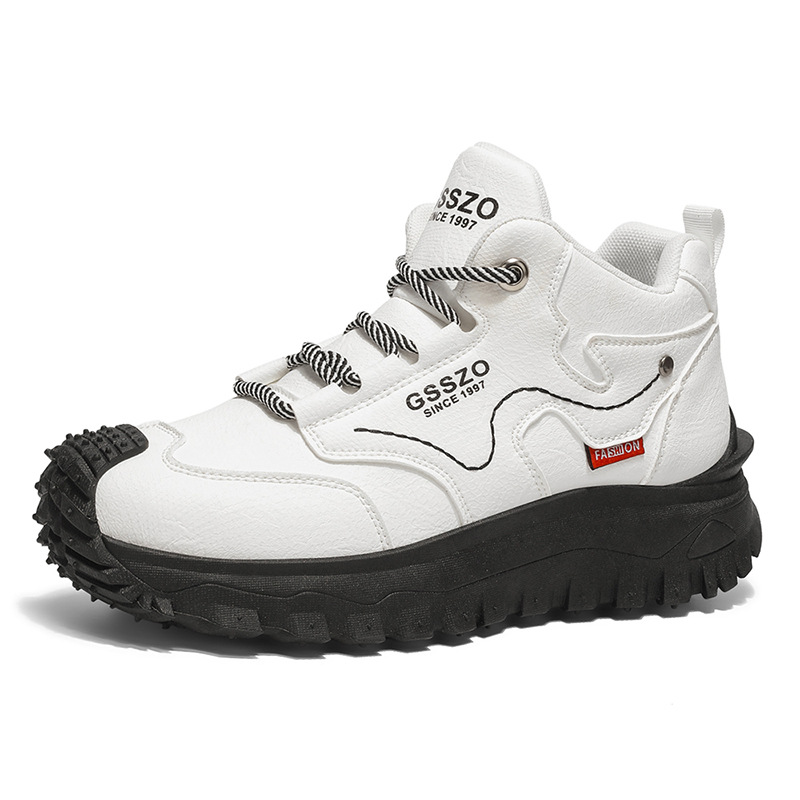 Men's High-Top Work Shoes, Thick-Soled, Slip-Resistant, Wear-Resistant Outdoor Casual Shoes, Fashionable And Versatile H_vogvips.com