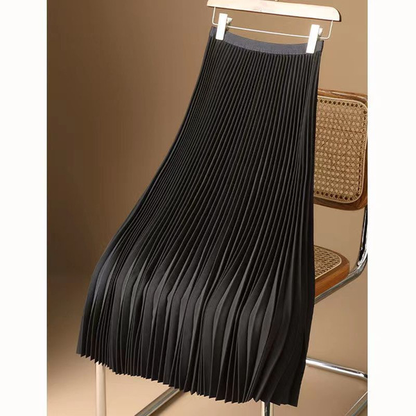 solid color summer thin long pleated skirt