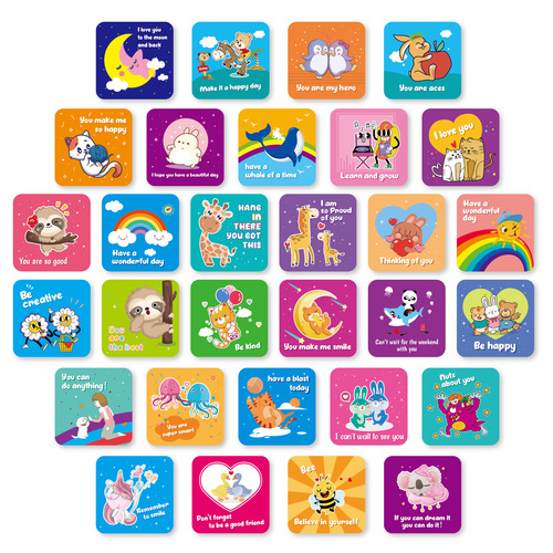 Cross-border 60 children's lunch box notes, cute inspirational cards and thinking cards, fun lunch box encouragement cards