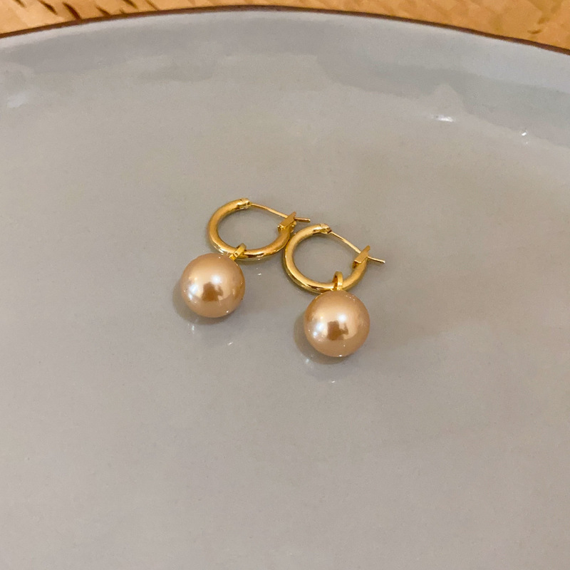 Imitation Pearl Material 1 Pair Sweet Flower Plating Imitation Pearl Drop Earrings