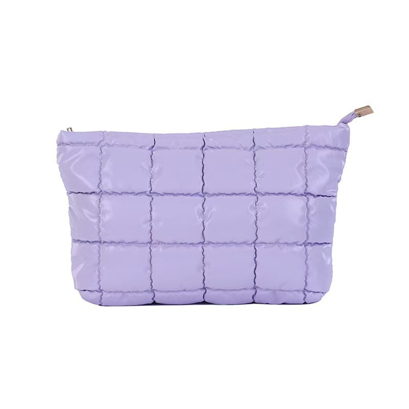 Bolso cosmético de plumón estilo ins simple Bolso de almacenamiento de lavado portátil portátil de gran capacidad para mujer pequeña