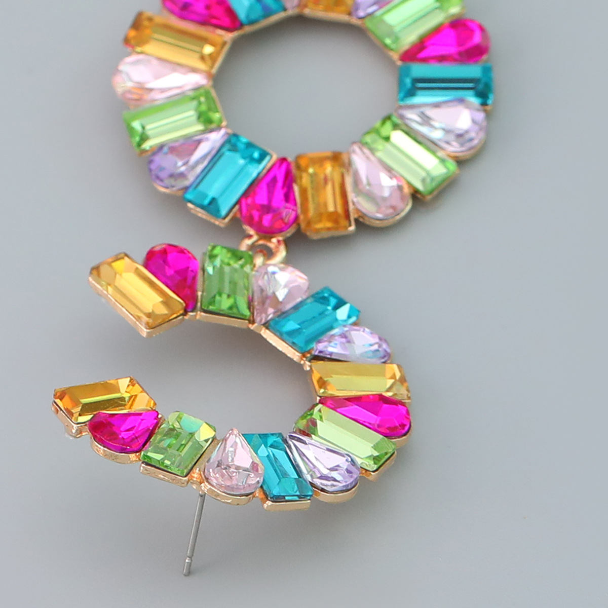 Crystal Drop Earrings Women C-shaped Sparkling Designer Style_voghion.com
