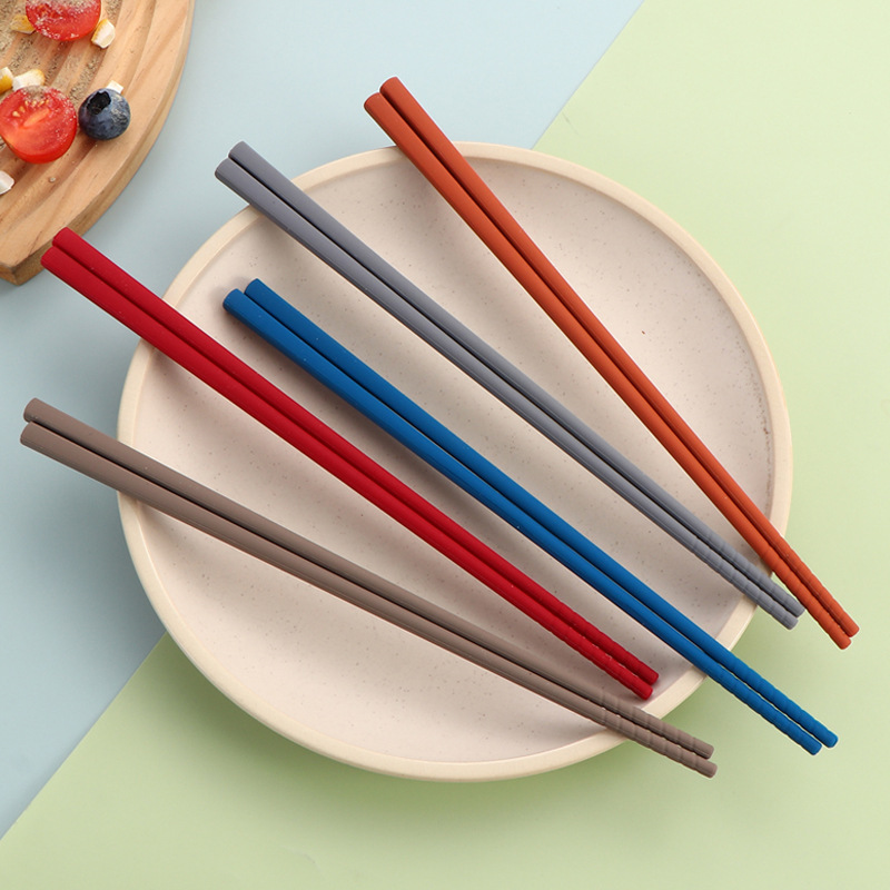 가정용 실리콘 젓가락, 가정용 레스토랑 강철 코어, 곰팡이 방지 가정용 식기, 쉽게 잡히는 젓가락, 요리 젓가락, 공용 젓가락