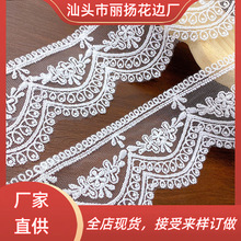 白色牛奶丝水溶花边刺绣 服装辅料电脑刺绣时尚网纱家居装饰布艺