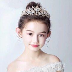 子供の王冠の頭飾りの女の子の誕生日演出の王女の王冠の結婚式の花の子供の髪飾りの学生の六一演出のアクセサリー