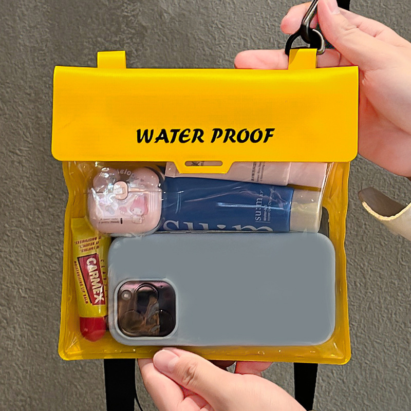 Large-capacity transparent leather waterproof phone bag, outdoor multi-sealed bag, touch-screen compatible, suitable for swimming and rafting, crossbody bag