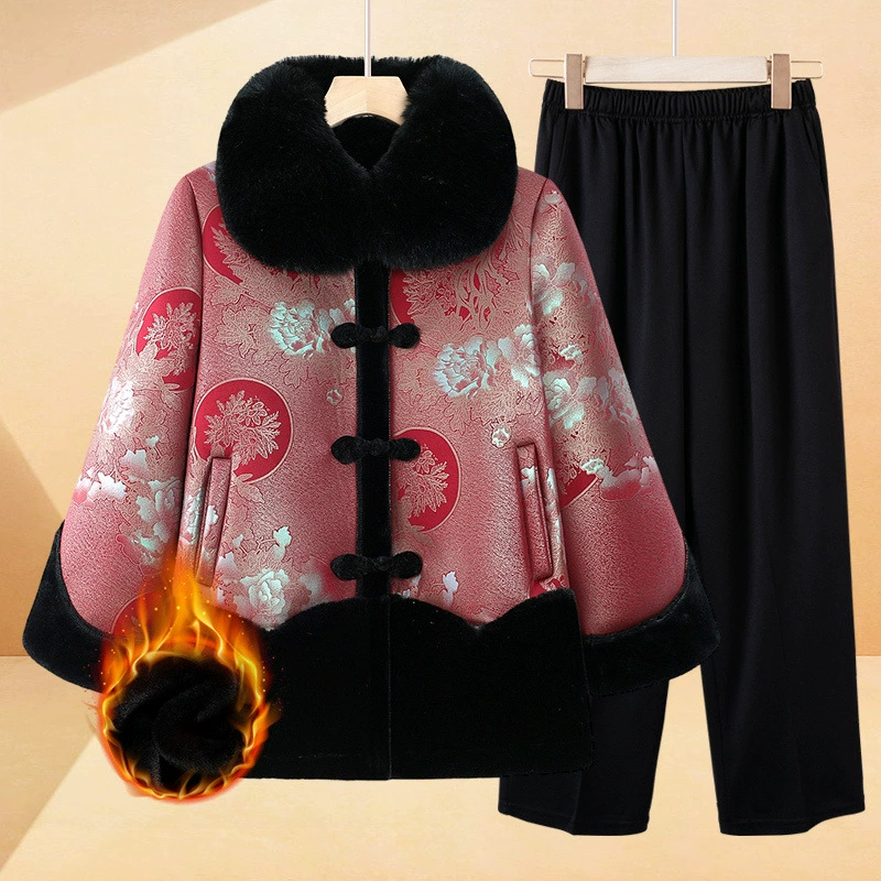 Зимняя одежда для мам, зимнее пальто с дополнительным флисом и утеплением, одежда для женщин среднего и старшего возраста, зимняя кофта для бабушки, очень теплая одежда для бабушки.