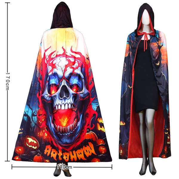 Hooded Flame Skull-Adult