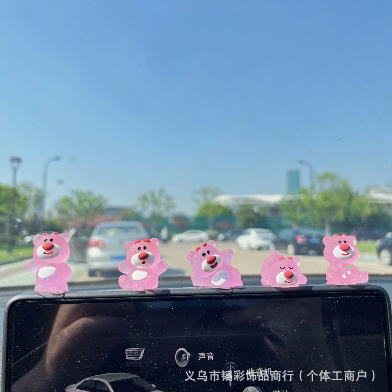 Симпатичный мультяшный светящийся клубничный медведь ручной офис офисный рабочий стол, столы, автомобильные украшения, автомобильные украшения