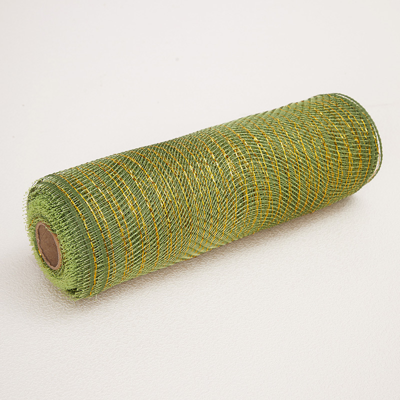 Rollo de malla de PP de 10 pulgadas * 10 yardas, material para guirnaldas, hilo de malla dorado navideño, cinta para embalaje con atmósfera festiva. image 22