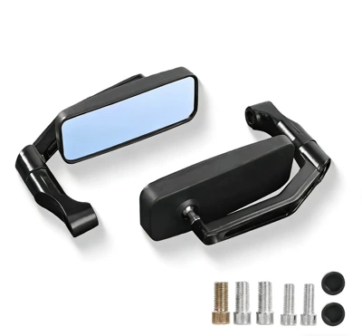 Foreign Trade Hot-selling Electric Vehicle Modified Aluminum Alloy Blue Glass Square Bent Rod Snake Pattern Rearview Mirror Reversing Mirror Reflector (Other Electric Vehicle Accessories) - black