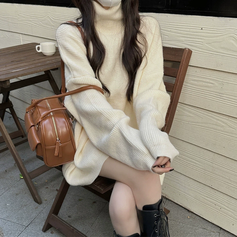 Иностранный воздух носит свитер средней и длинной водолазки женский осенний и зимний новый ленивый ветер свободный полосатый трикотажный топ