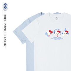 カレッジスタイルかわいいインプリント女の子半袖夏のトレンド多用途シンプルなルーズ tシャツメンズトップス卸売
