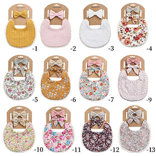 Cute Fruit Flower Bow Knot Linen Saliva Towel Baby Clothes display picture 1