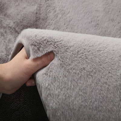 Car Carpet | Girl Popular Carpet - long-rabbit-hair-thickened-and-encrypted-light-gray-diameter-80cm-round
