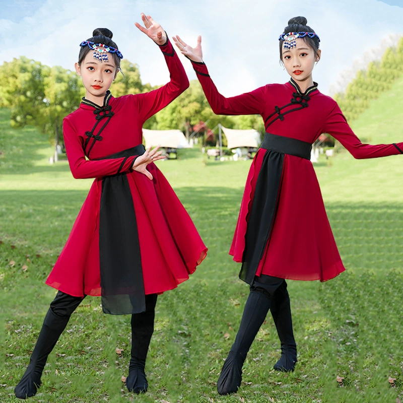 Монгольские палочки для еды Танцевальная детская одежда для девочек и мальчиков Этническое меньшинство Монгольская танцевальная одежда для выступлений