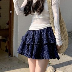 フランスのレトロな花の小さいスカートの女性の夏のハイウエストはやせています。