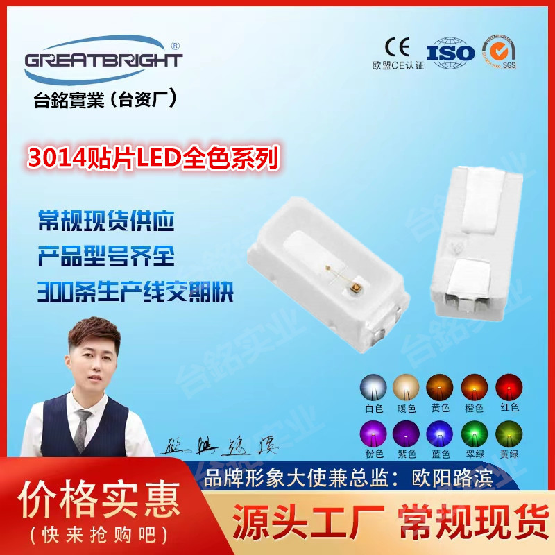 厂家直销现货3014贴片LED灯珠，3014红白蓝绿色温齐全 高显指Ra90