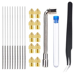 3d accessories 10 0.4mm MK8 nozzles 10 0.4mm cleaning needles 1 tweezers tool set
