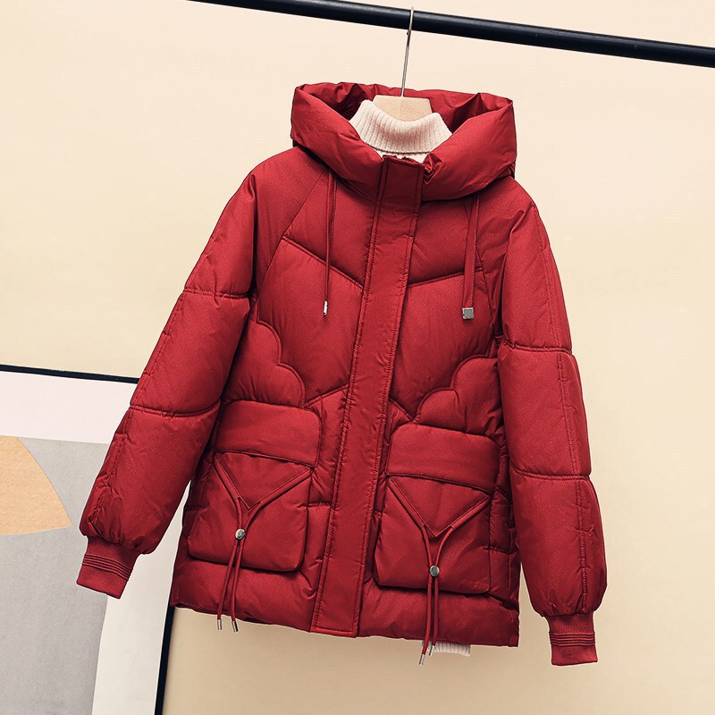 New Western style shiny cotton-padded coat for women 2023 Winter Korean style loose thickened cotton-padded coat hooded bread coat