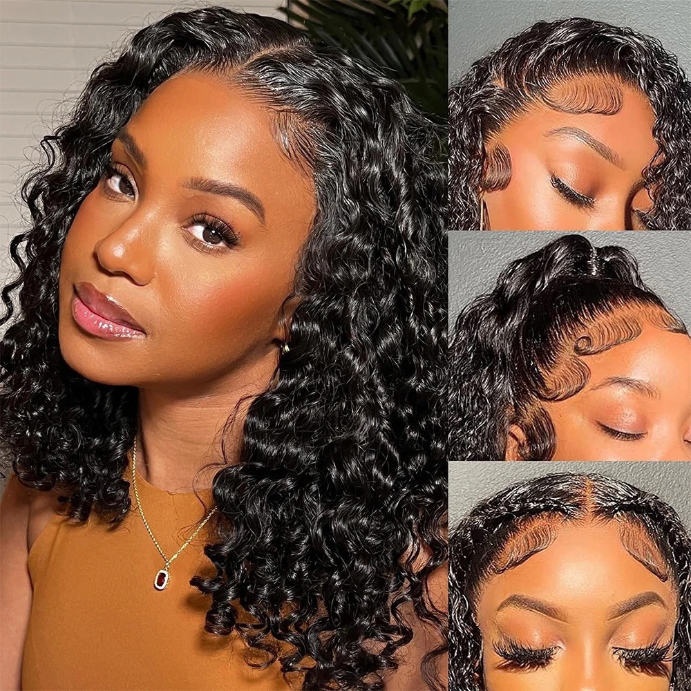 10A 13*4 Frontal Water Wave Bob 200% density  human hair