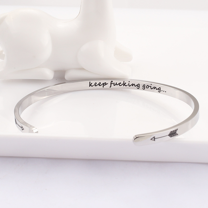 Fashion Letter Titanium Steel Polishing Bangle
