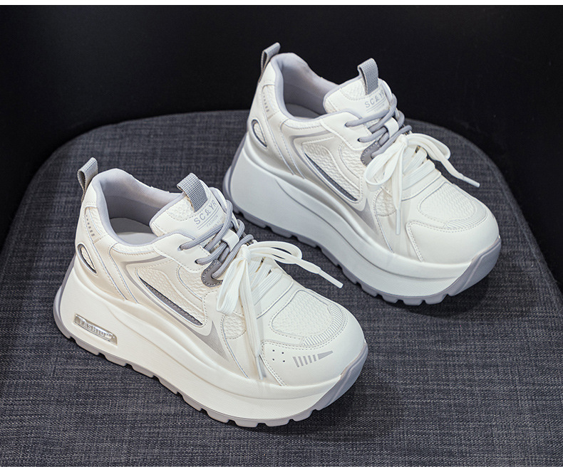 Giày sneaker nữ đế dày tăng chiều cao phong cách cổ điển — Xám 5032, Vàng 5032 chi tiết 14
