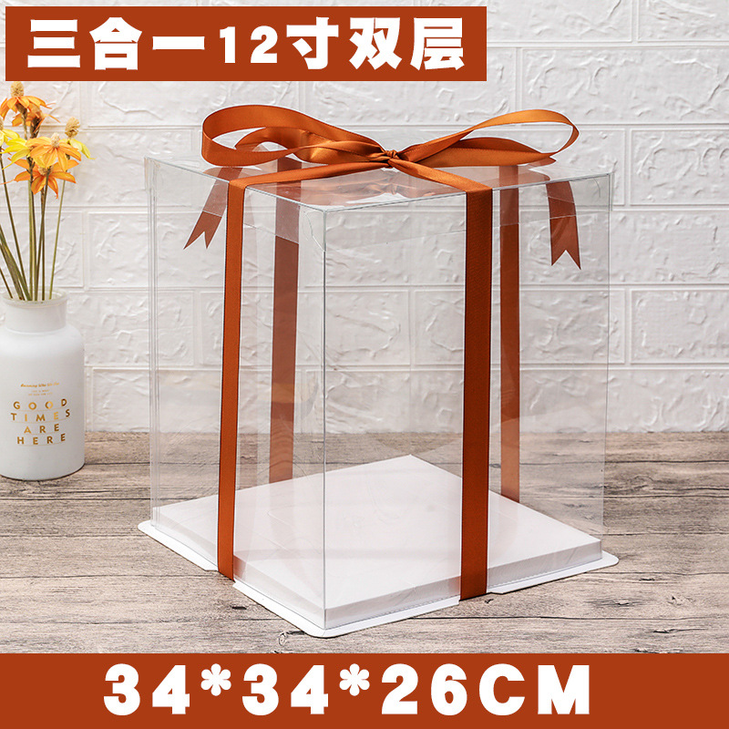 Caja transparente para pastel de cumpleaños, caja de embalaje de 4, 6, 8, 10 y 12 pulgadas, caja de embalaje para regalos y snacks, versión elevada