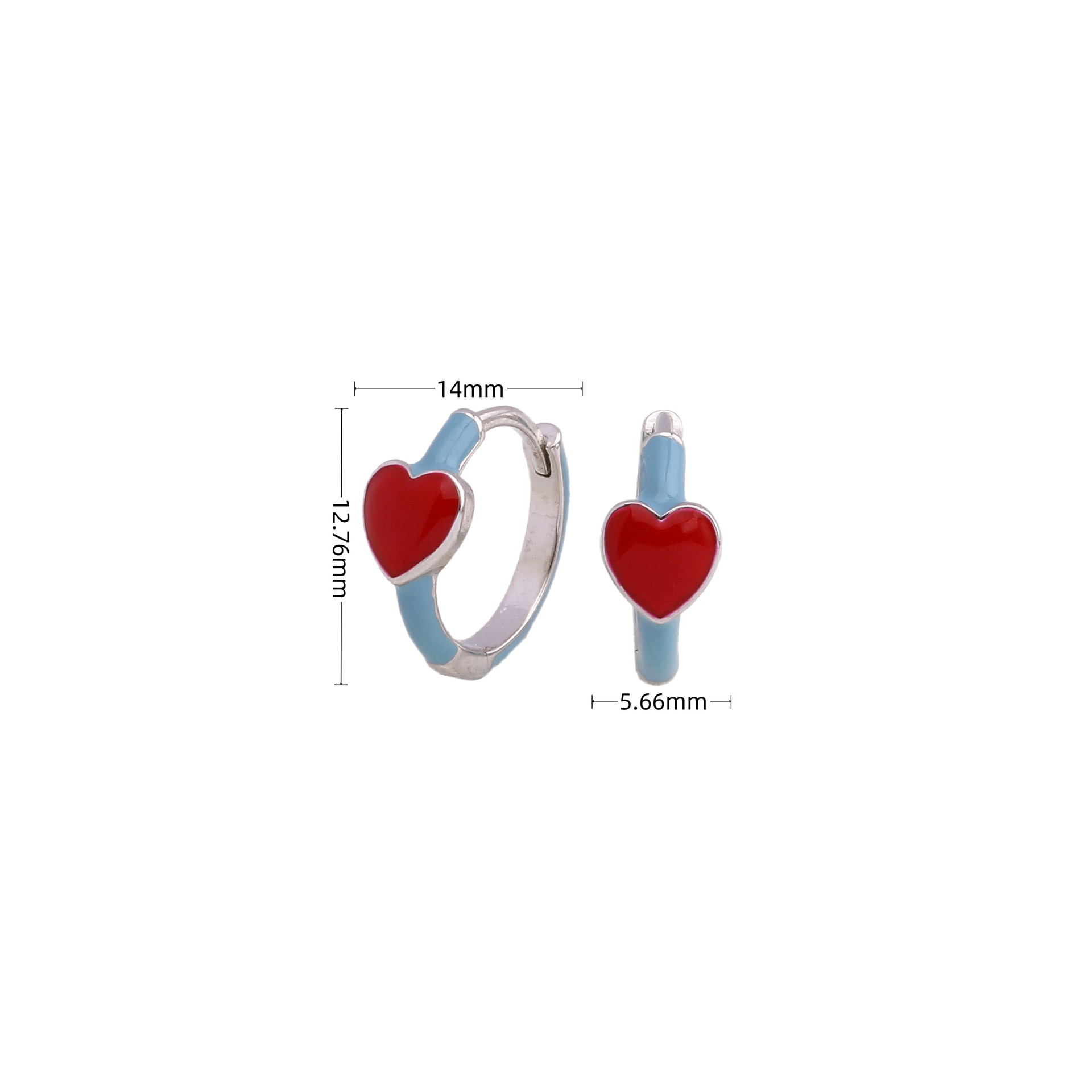 1 Pair Elegant Streetwear Heart Shape Sterling Silver Enamel Earrings display picture 1