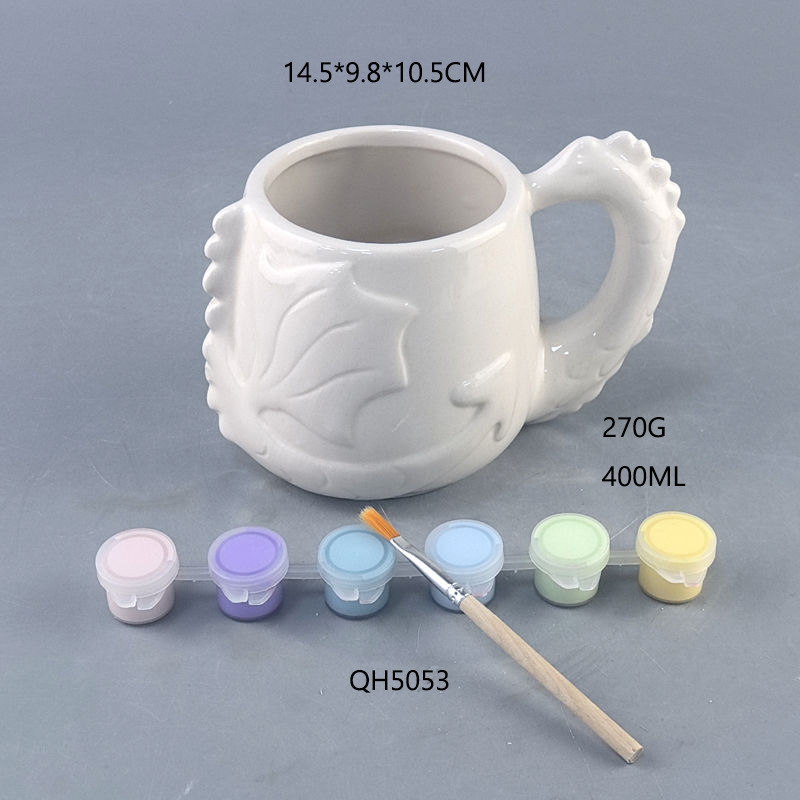 Cerámica DIY33D Taza con forma de dinosaurio Taza ins linda y de alto valor con pintura para pintar y beber agua