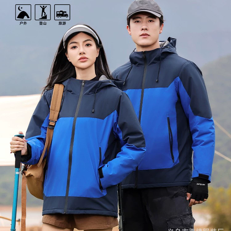 Цельная утолщенная куртка с логотипом на заказ, одежда для альпинизма на открытом воздухе, группа рабочей одежды из осенне-зимней бархатной куртки.