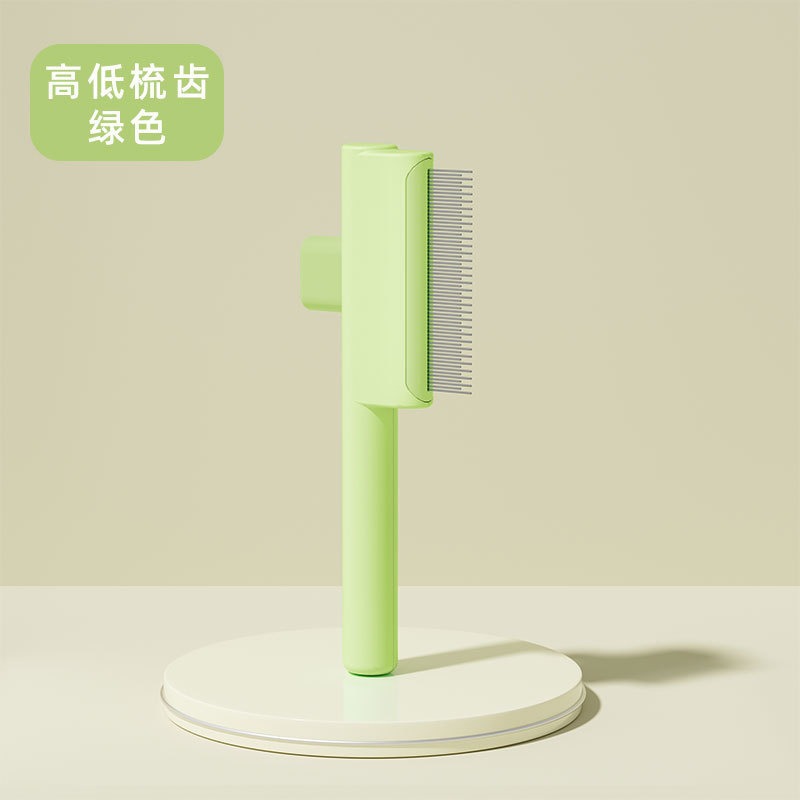 Masaje de peine de pelo de gato, eliminación de pulgas, eliminación de artefactos de pelo flotante, peine de fila de dientes densos, autolimpiante, limpieza de nudos para gatos de pelo largo