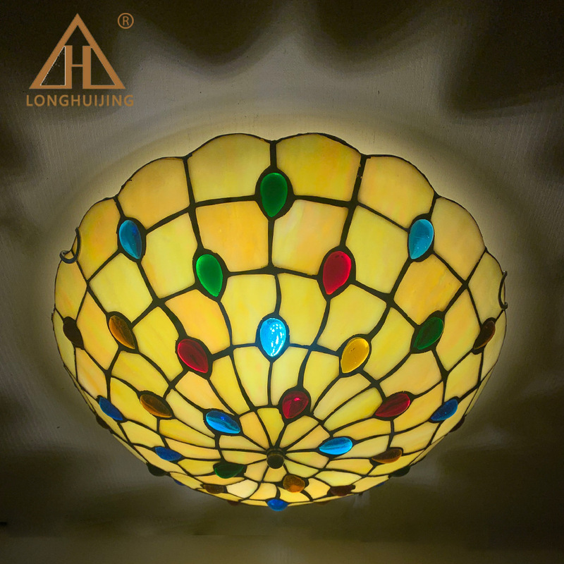 Huijing Tiffany Decoration European-style Retro Ceiling Aisle Corridor Ceiling Lamp Exquisite Lampshade Large Size Beautiful