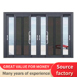 Tempered Glass Sliding Doors Sliding Shop Front Door Alloy