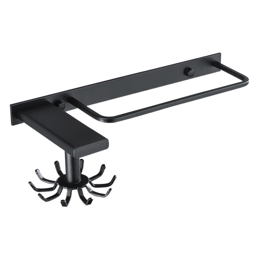 Cocina montado en la pared espátula cuchara estante de almacenamiento de utensilios de cocina estante de almacenamiento de gancho giratorio libre de perforación artefacto