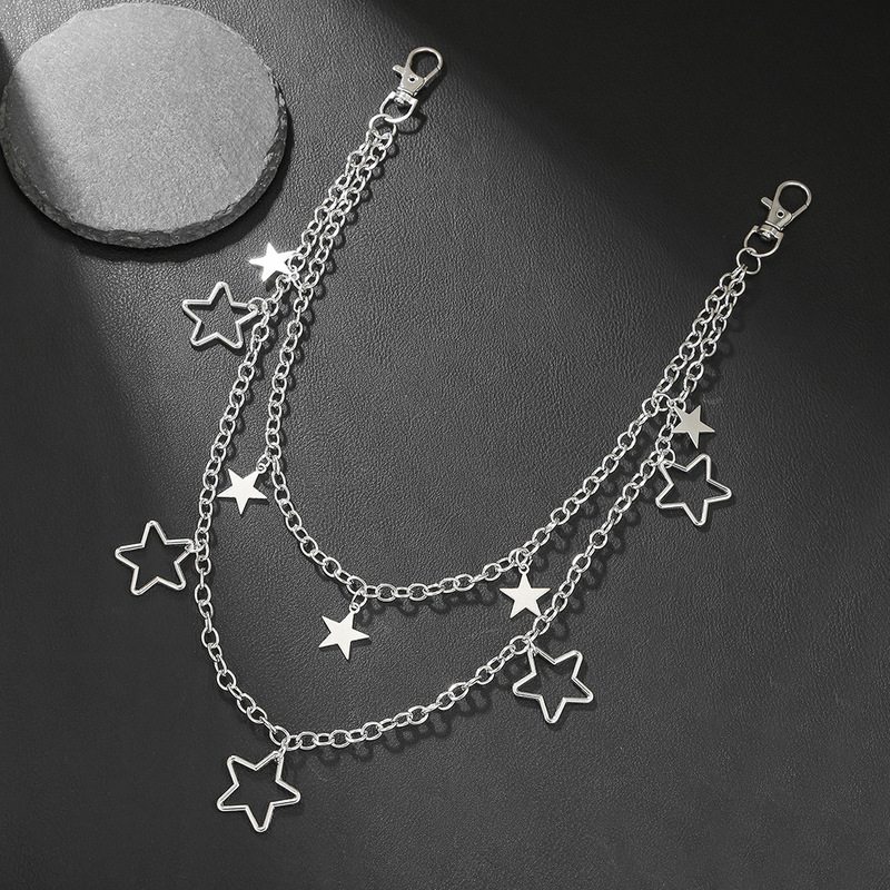 European and American Cross-Border New Trendy Punk Hollow Metal Five-Pointed Star Waist Chain for Women, Vintage Star Multi-Layered Pants Chain Wholesale European and American Cross-Border New Trendy Punk Hollow Metal Five-Pointed Star Waist Chain for Women, Vintage Star Multi-Layered Pants Chain Wholesale