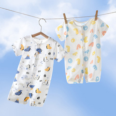 Baby clothes short-sleeved onesie for boys and girls, newborn baby pure cotton summer outfit, thin sleepwear for infants, summer
