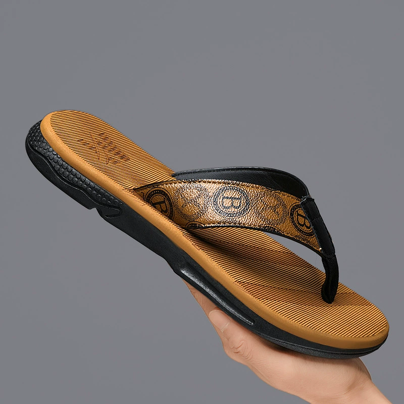 Мужские шлепанцы 2025, новые летние пляжные сандалии с мягкой подошвой, износостойкие, нескользящие.