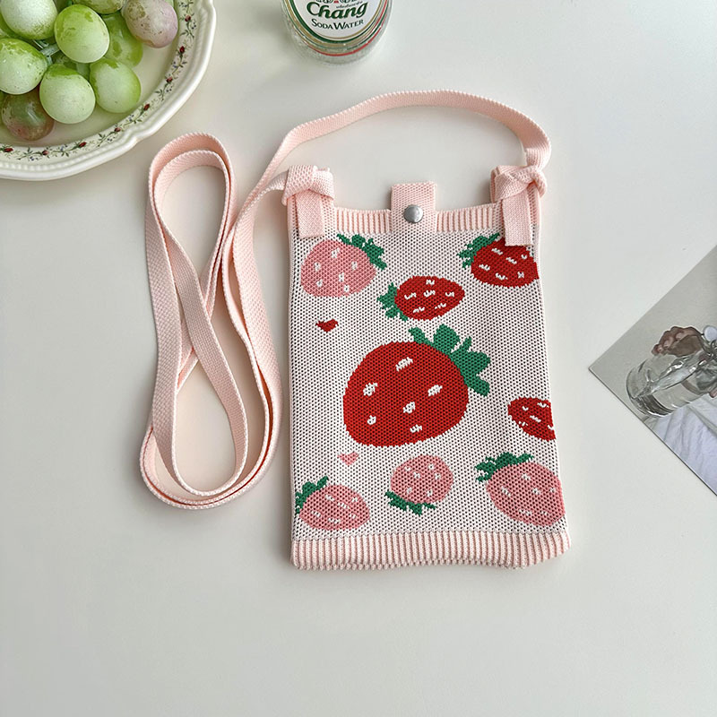 Nuevo diseño de nicho, mini bolso de teléfono móvil de punto de dibujos animados lindo, todo fósforo, pequeño bolso cuadrado de mensajero de viajero portátil pequeño