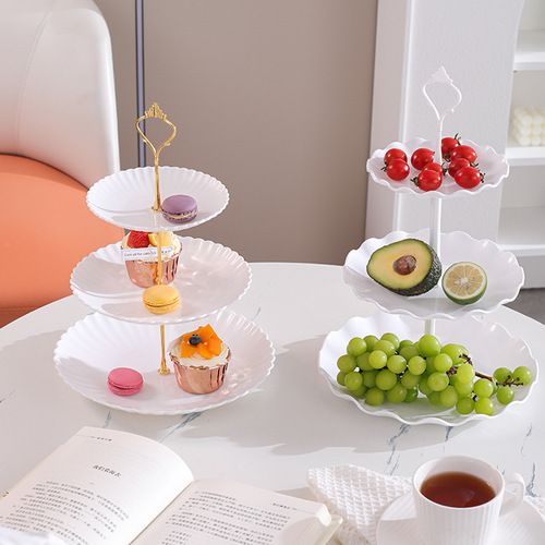European style light luxury three-layer fruit plate dessert table multi-layer cake stand fruit plate tea snack tray dessert table