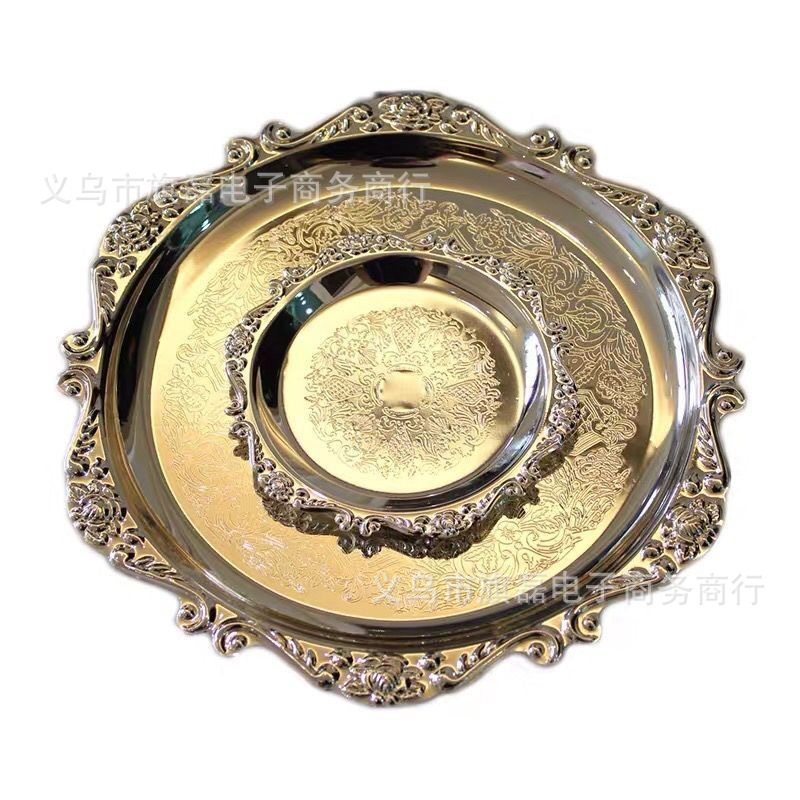 ケーキトート金属レリーフ小パレットins装飾皿レトロ茶カップトートジュエリー収納皿スナックケーキ皿|undefined