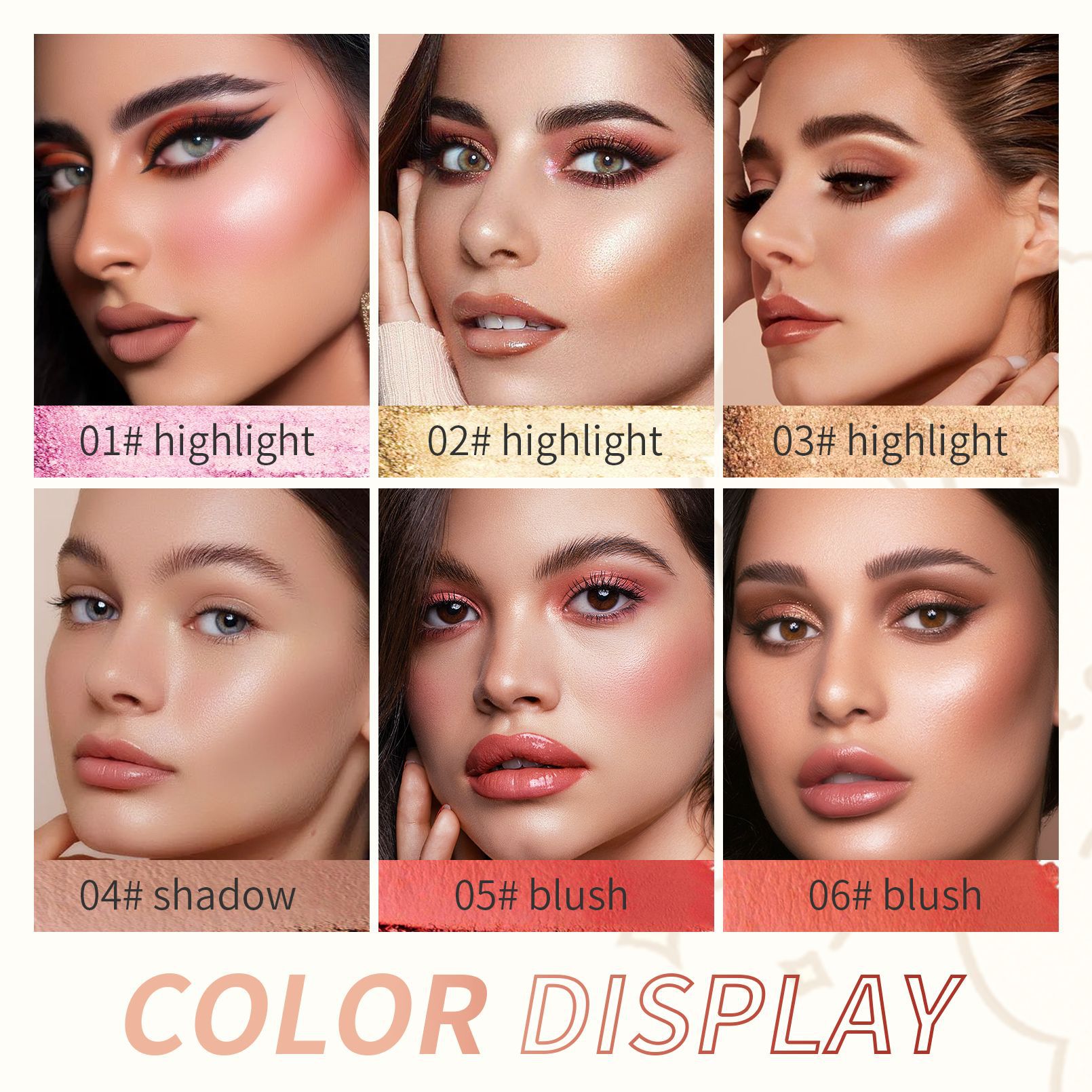 QIC multi-function powder blusher high gloss cosmetic pen pearl light shimmer matt naturally brighten facial makeup_voghion.com