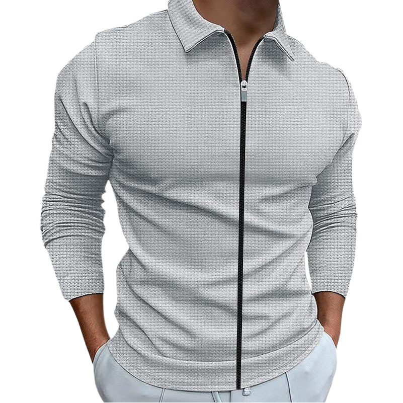 2023 nueva chaqueta de waffle chaqueta de solapa para hombres jóvenes y de mediana edad de moda para hombres al aire libre Top deportivo