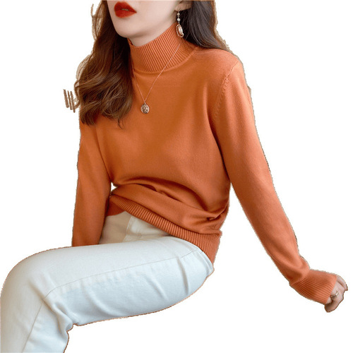 Autumn and Winter Gentle Base Knit Top, Loose Half-Neck Outerwear for Layering