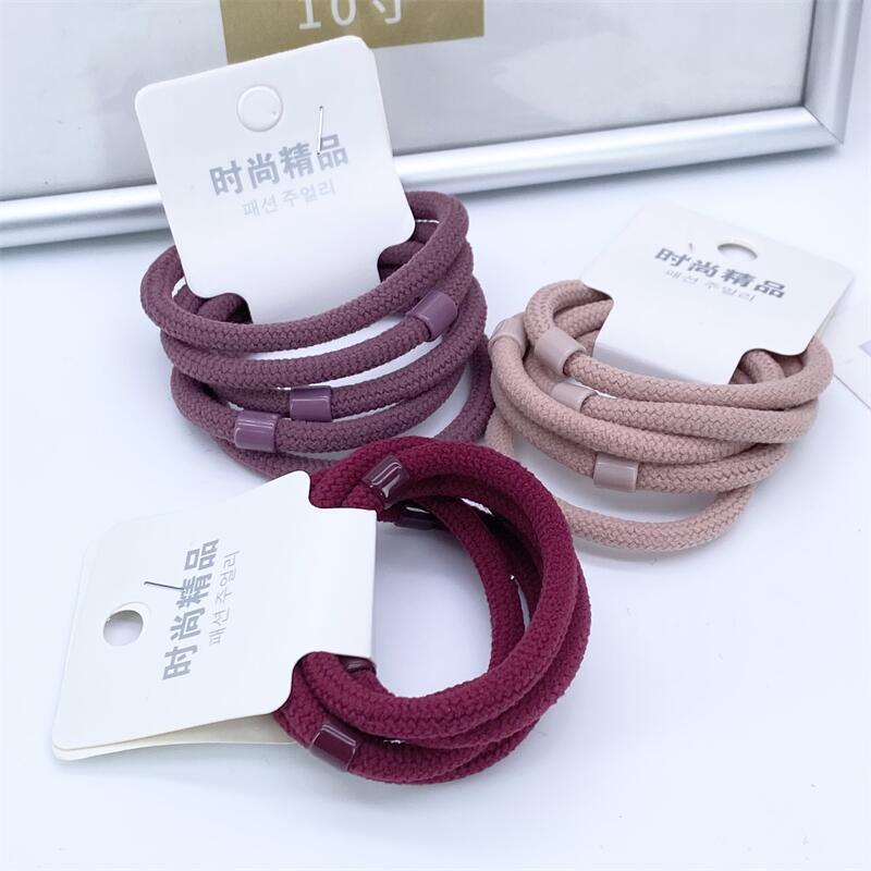 Las mujeres japonesas y coreanas de alta elástica banda de goma negra cuerda de pelo banda de pelo cuerda de pelo cubierta de cuero red hilo base banda de goma 5 piezas traje