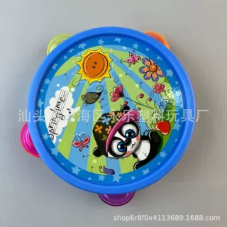 生产跨境热卖可印LOGO儿童铃鼓摇鼓乐器 可定制图案加油铃鼓赠品